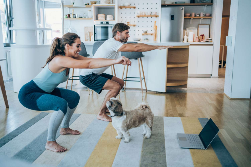 couple working out at home