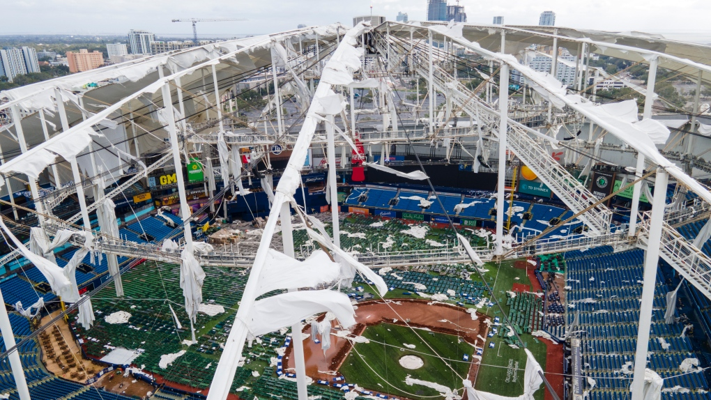 Roof at Tropicana Field Ripped Off by Hurricane Milton as Storm Hits Tampa